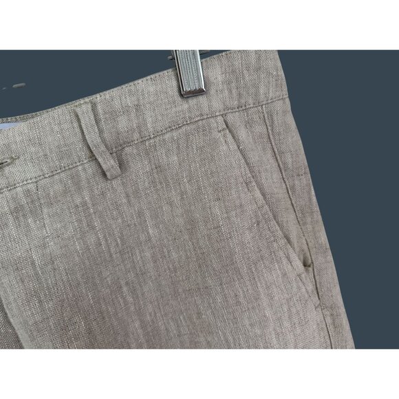 NN07 No Nationality Beige Linen-Blend Mens Trousers 31/32 Tailored Fit - Picture 3 of 9